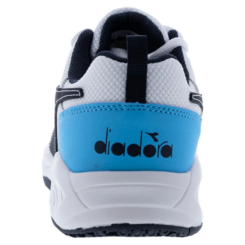 Juniors` S. Challenge 5 SL Tennis Shoes White and Blue Corsair Footwear Diadora
