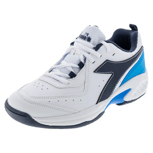 Juniors` S. Challenge 5 SL Tennis Shoes White and Blue Corsair Footwear Diadora