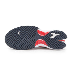 Men`s Finale AG Tennis Shoes White and Blue Corsair Footwear Diadora