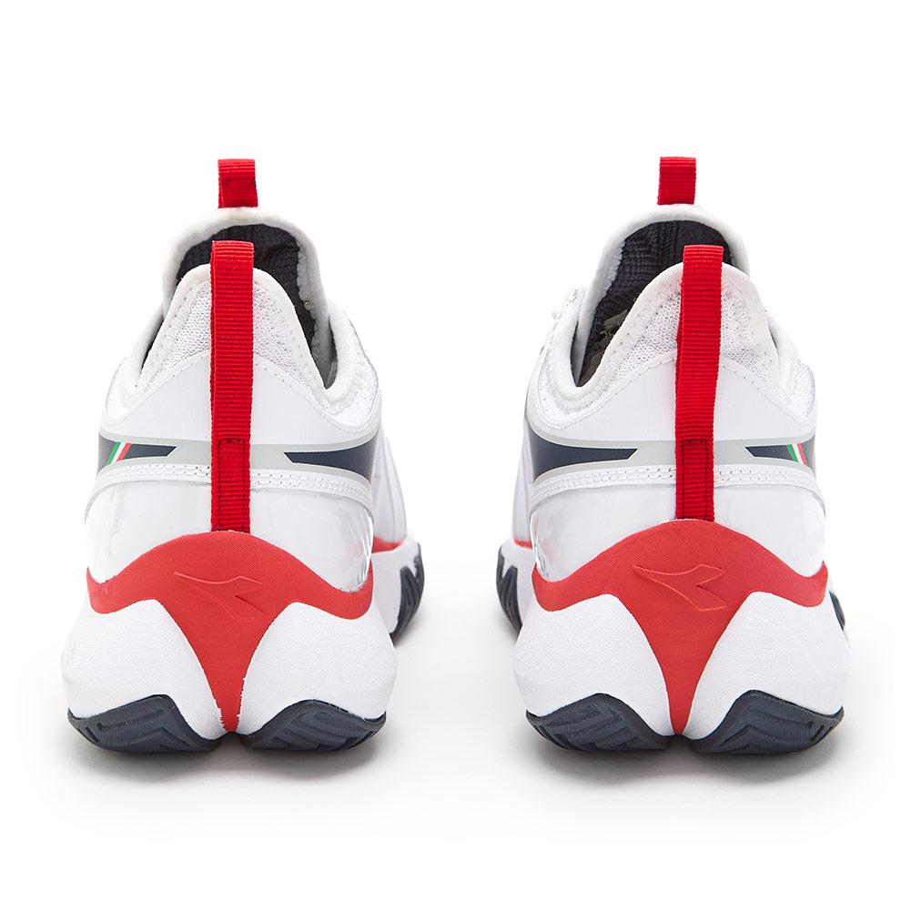 Men`s Finale AG Tennis Shoes White and Blue Corsair Footwear Diadora
