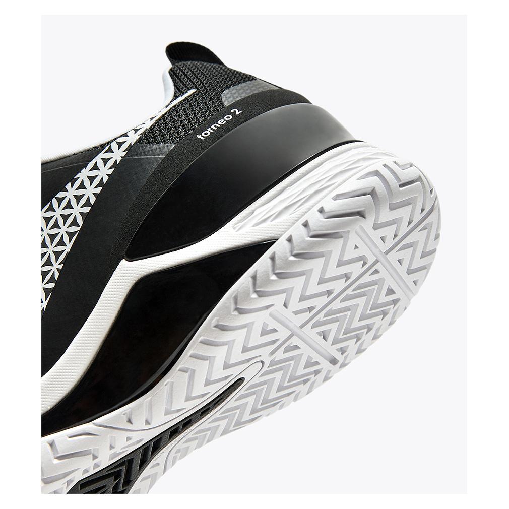 Men's Blushield Torneo 2 AG Tennis Shoes Black and White Footwear Diadora