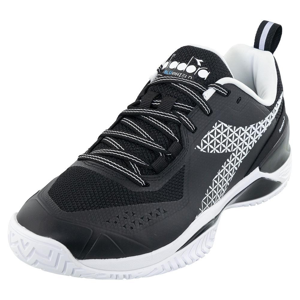 Men's Blushield Torneo 2 AG Tennis Shoes Black and White Footwear Diadora