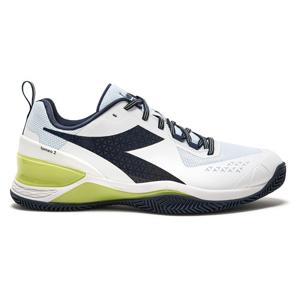 Men`s Blushield Torneo 2 Clay Tennis Shoes White and Pageant Blue Footwear Diadora