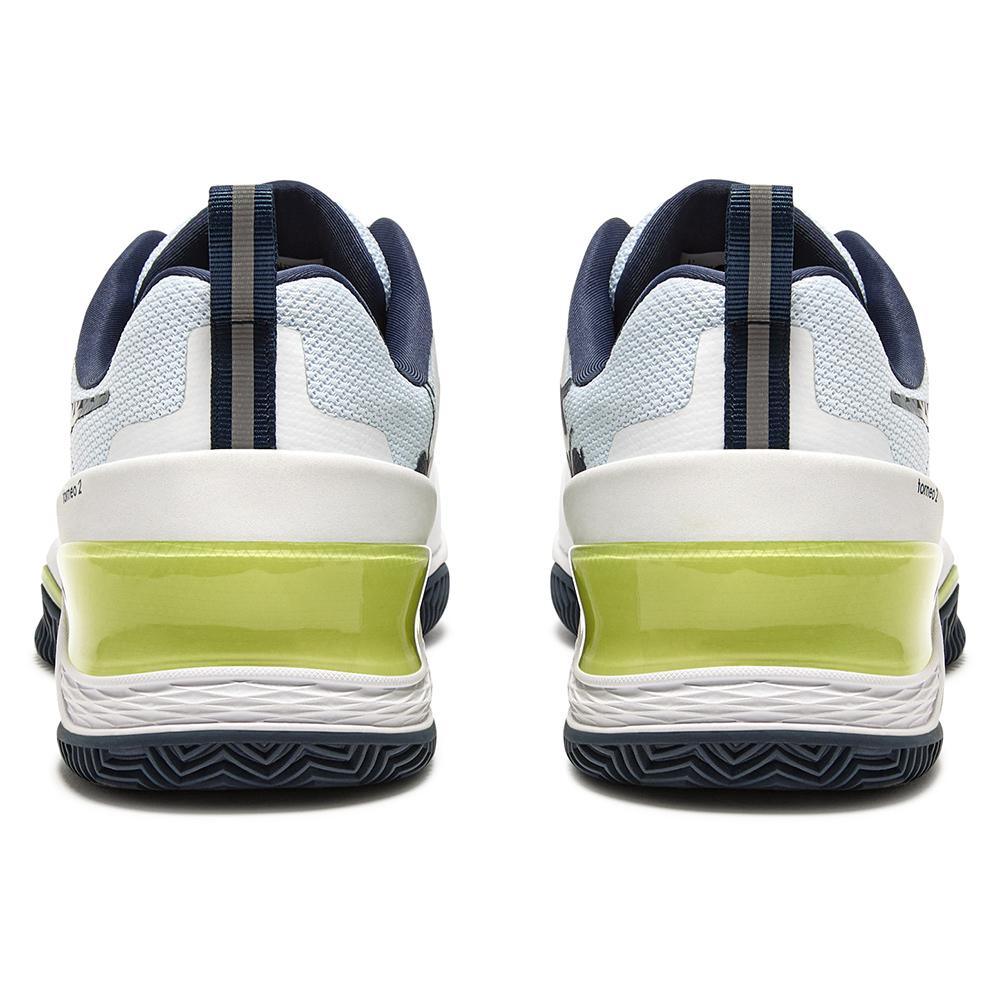 Men`s Blushield Torneo 2 Clay Tennis Shoes White and Pageant Blue Footwear Diadora