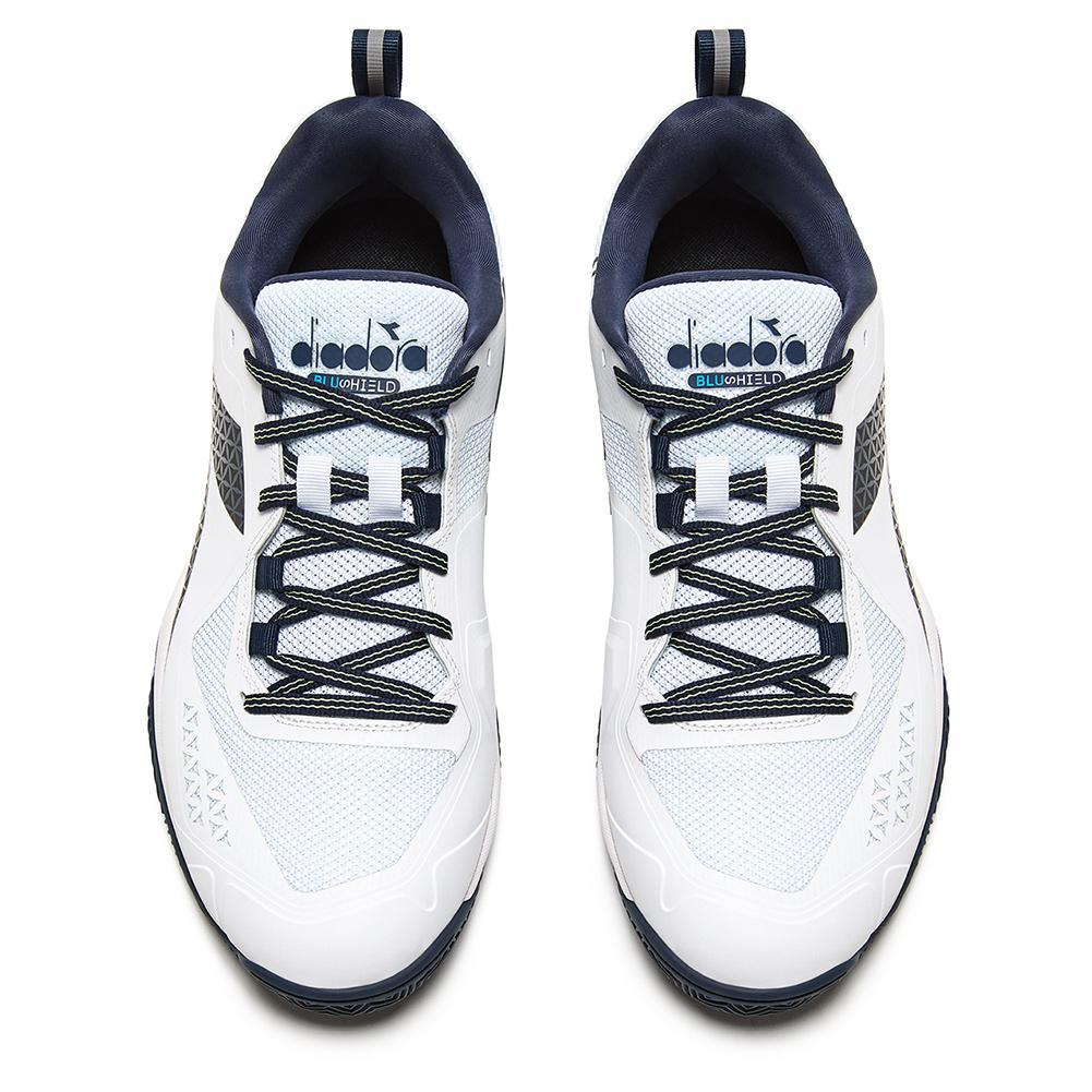 Men`s Blushield Torneo 2 Clay Tennis Shoes White and Pageant Blue Footwear Diadora