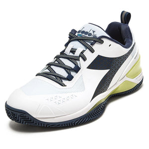 Men`s Blushield Torneo 2 Clay Tennis Shoes White and Pageant Blue Footwear Diadora