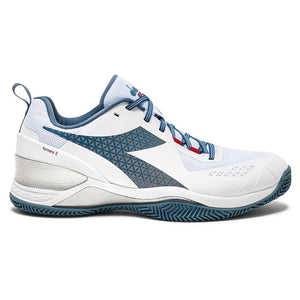 Men's Blushield Torneo 2 Clay Tennis Shoes White and Oceanview Footwear Diadora