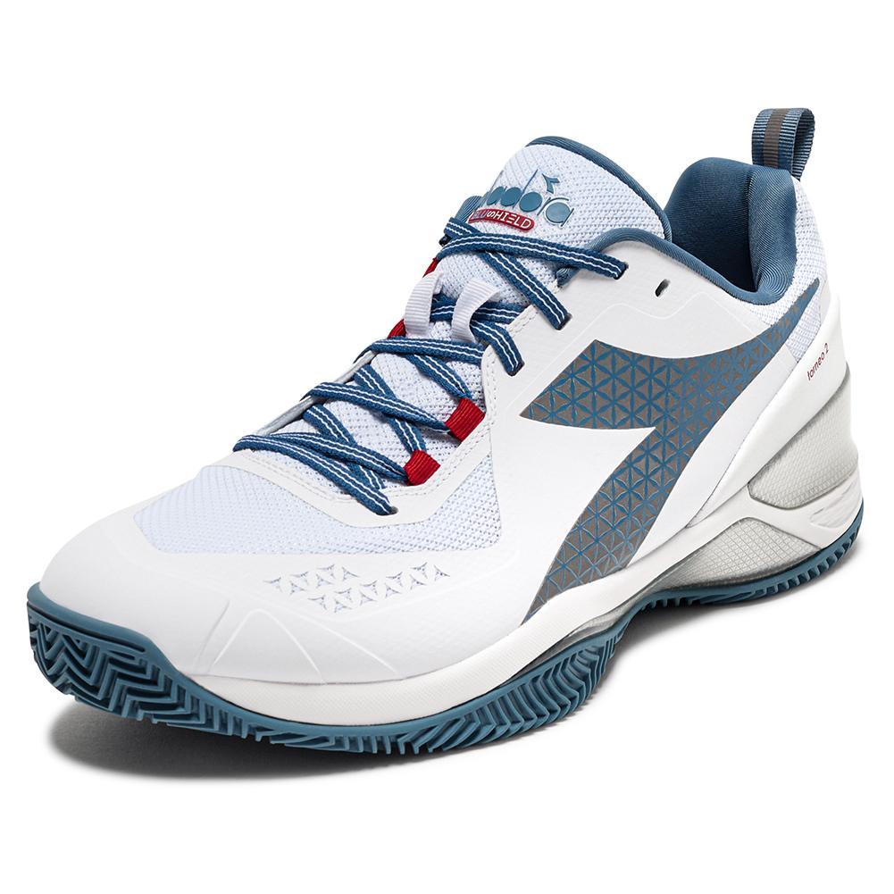 Men's Blushield Torneo 2 Clay Tennis Shoes White and Oceanview Footwear Diadora