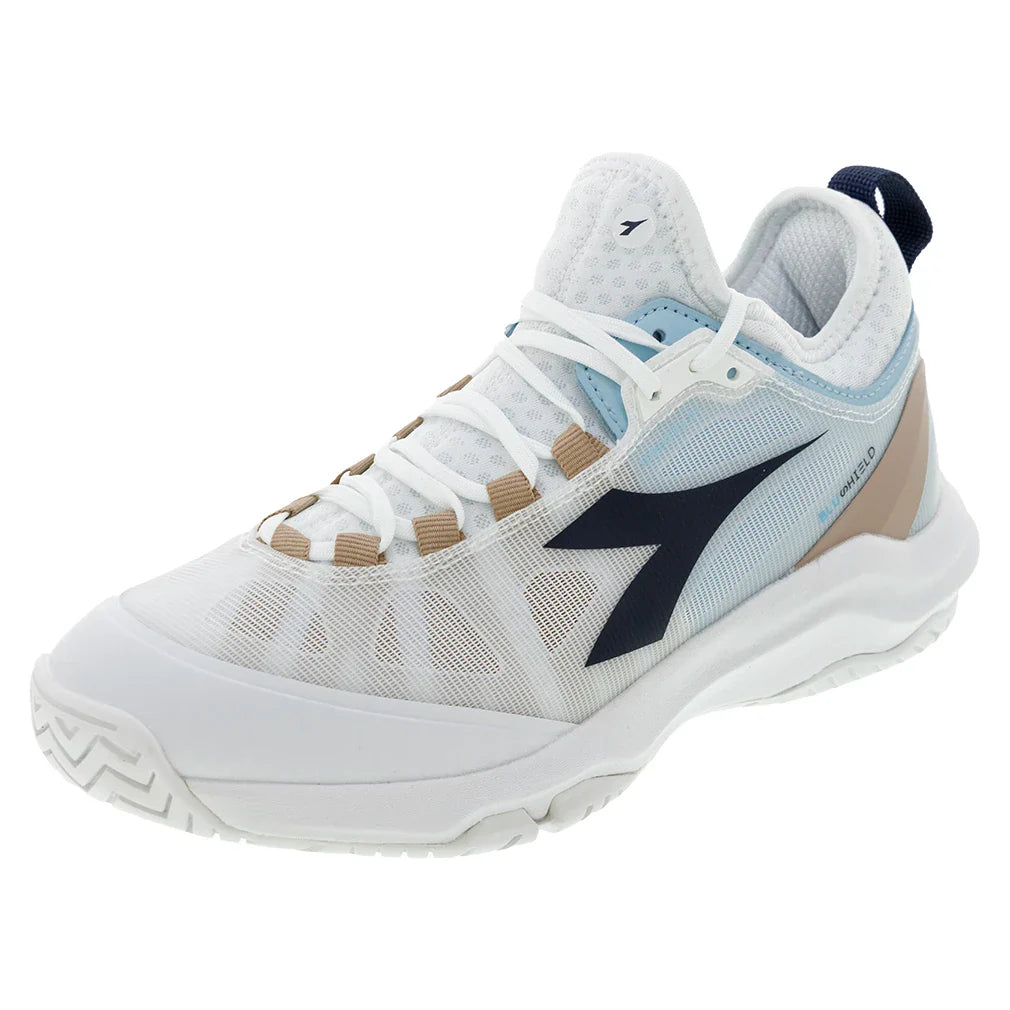 Women`s Speed Blushield Fly 4 Tennis Shoes White and Blue Corsair Footwear Diadora