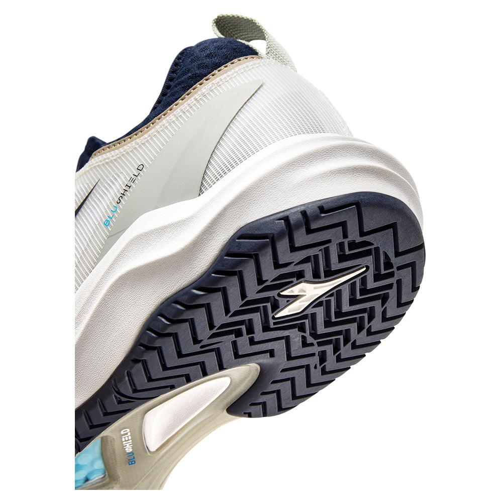 Men`s Speed Blushield Fly 4 Tennis Shoes White and Blue Corsair Footwear Diadora