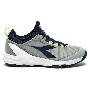 Men`s Speed Blushield Fly 4 AG Tennis Shoes Gray and Pageant Blue Footwear Diadora