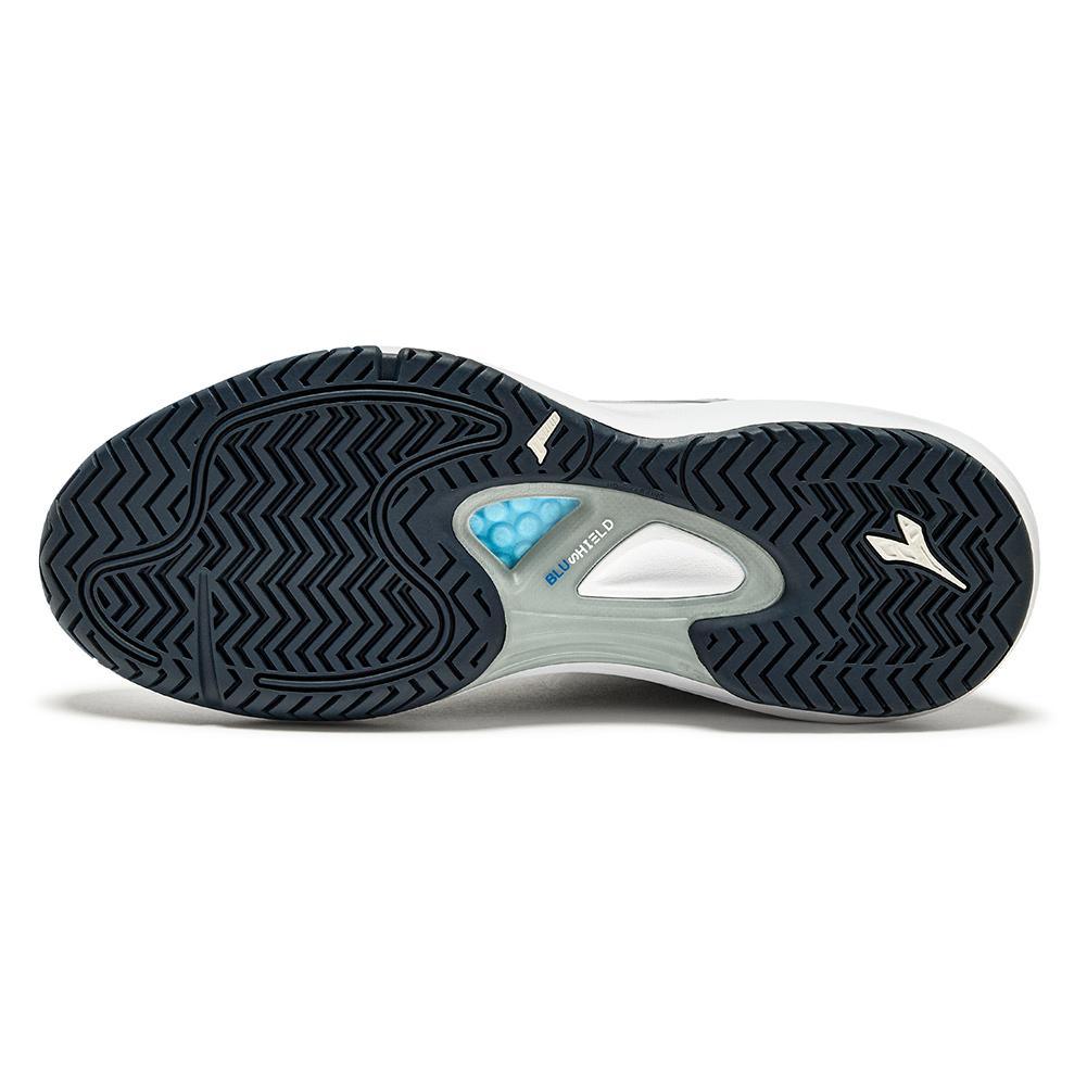 Men`s Speed Blushield Fly 4 AG Tennis Shoes Gray and Pageant Blue Footwear Diadora