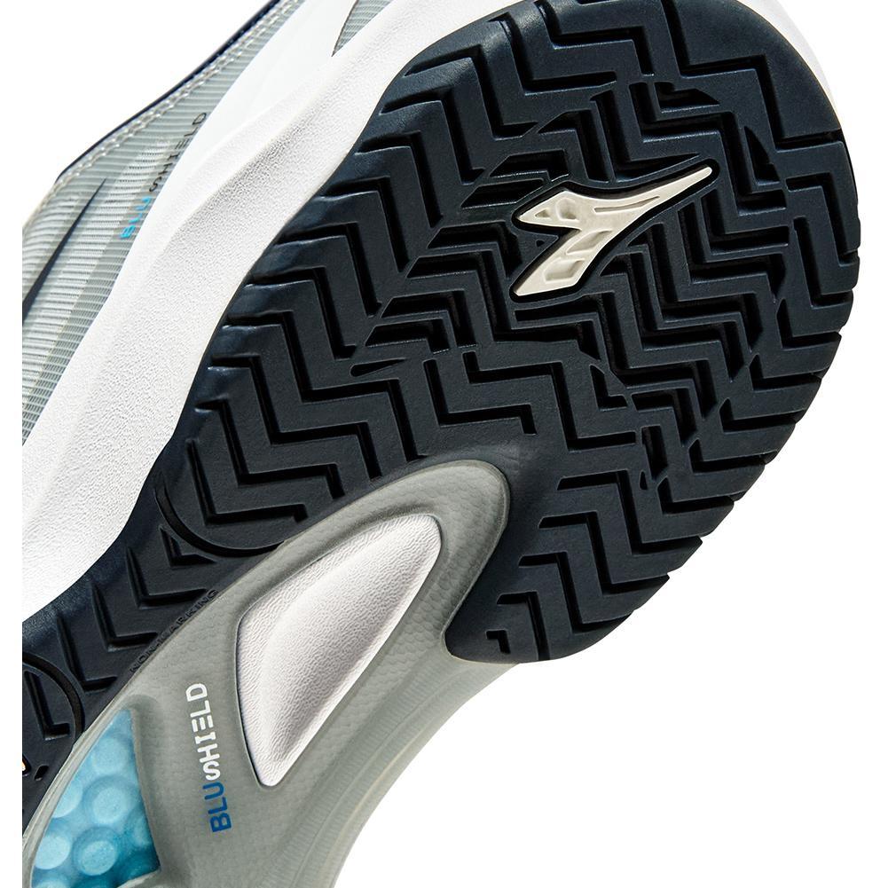 Men`s Speed Blushield Fly 4 AG Tennis Shoes Gray and Pageant Blue Footwear Diadora