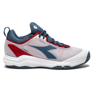 Men's Speed Blushield Fly 4 AG Tennis Shoes White and Oceanview Footwear Diadora