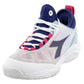 Women's Speed Blushield Fly 4 Clay Tennis Shoes White and Blueprint Footwear Diadora