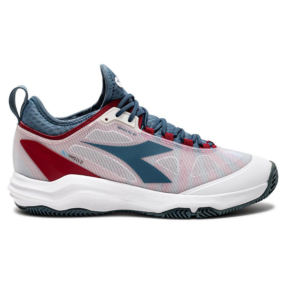 Men's Speed Blushield Fly 4 Clay Tennis Shoes White and Oceanview Footwear Diadora
