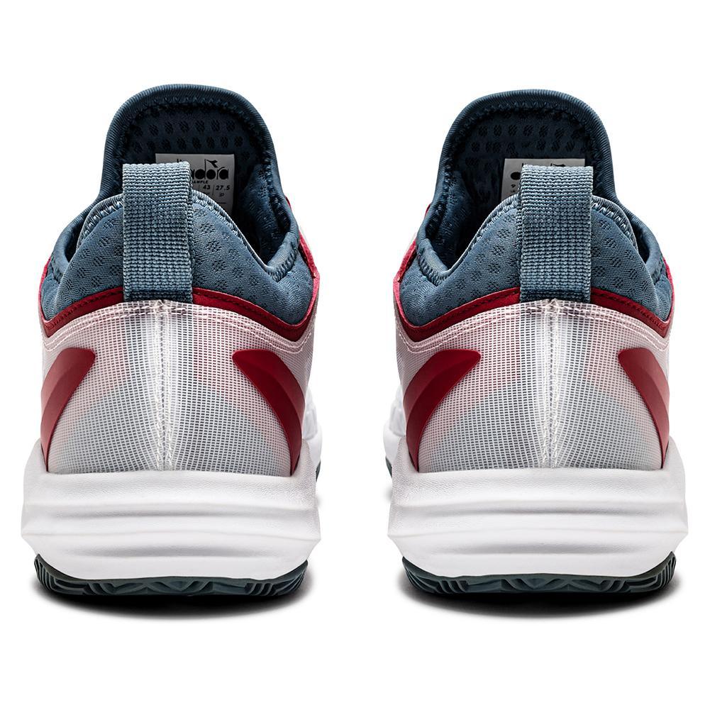 Men's Speed Blushield Fly 4 Clay Tennis Shoes White and Oceanview Footwear Diadora