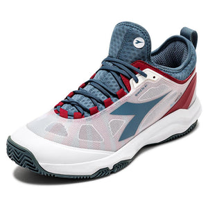Men's Speed Blushield Fly 4 Clay Tennis Shoes White and Oceanview Footwear Diadora