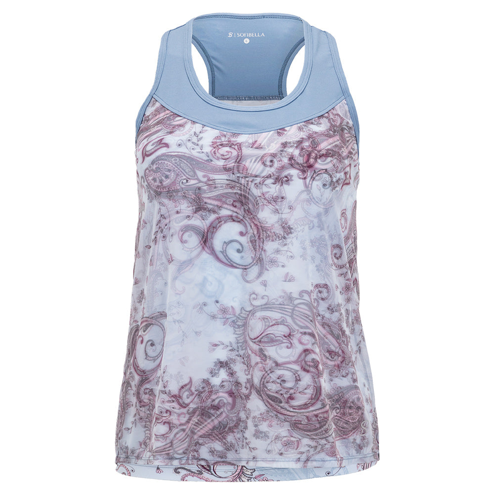 Women's Sweet Shots Racerback Tennis Tank Dancing Paisley Apparel Sofibella