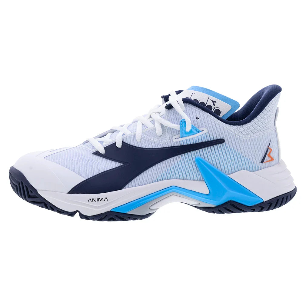Men`s B.Icon 3 Tennis Shoes White and Blue Corsair Footwear Diadora