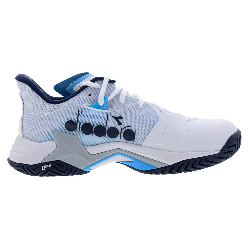 Men`s B.Icon 3 Tennis Shoes White and Blue Corsair Footwear Diadora