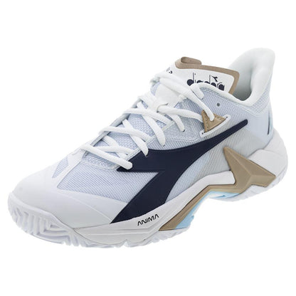 Women`s B.Icon 3 Tennis Shoes White and Blue Corsair Footwear Diadora