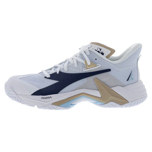 Women`s B.Icon 3 Tennis Shoes White and Blue Corsair Footwear Diadora