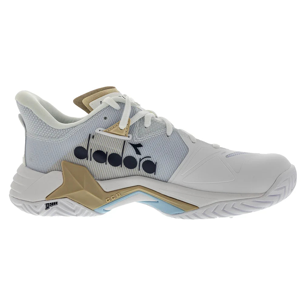 Women`s B.Icon 3 Tennis Shoes White and Blue Corsair Footwear Diadora