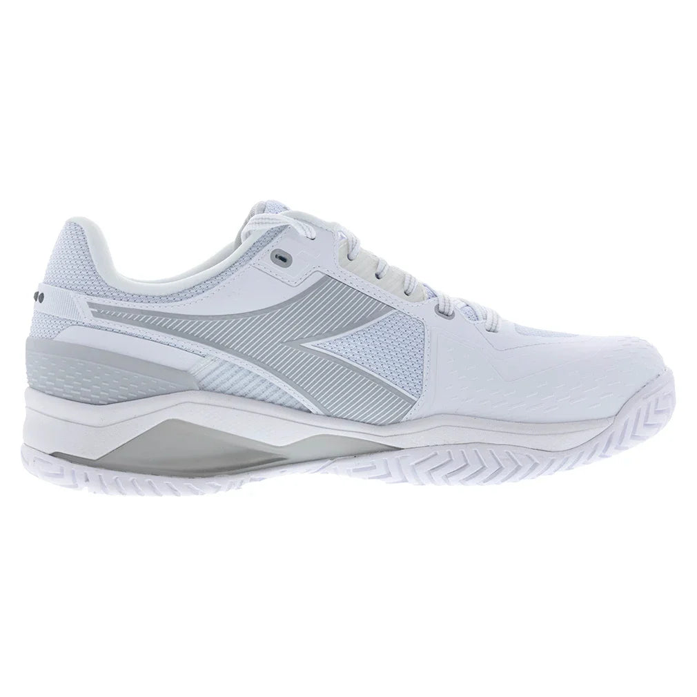 Men`s Blushield Torneo 3 Tennis Shoes White and Silver Footwear Diadora