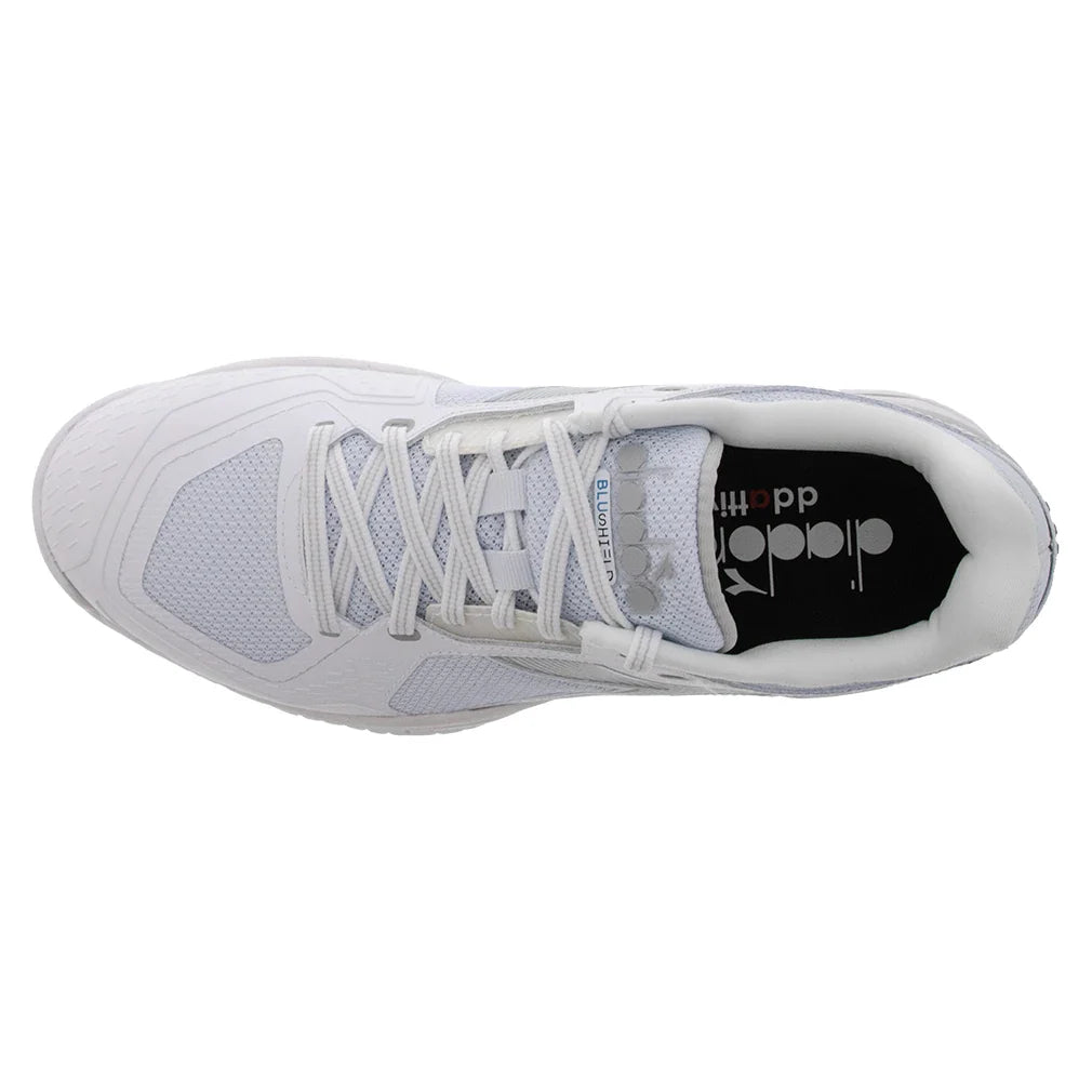 Men`s Blushield Torneo 3 Tennis Shoes White and Silver Footwear Diadora