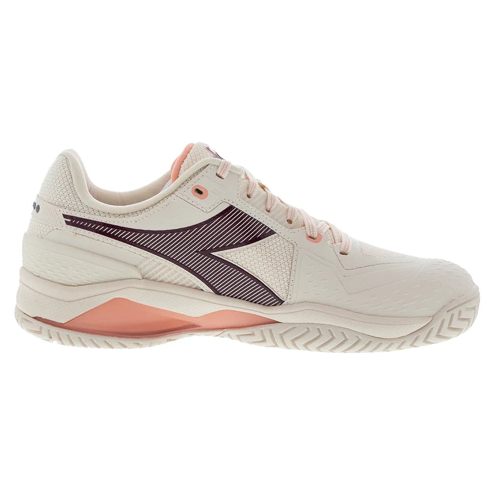 Women`s Blushield Torneo 3 AG Tennis Shoes Whisper White and Maroon Footwear Diadora