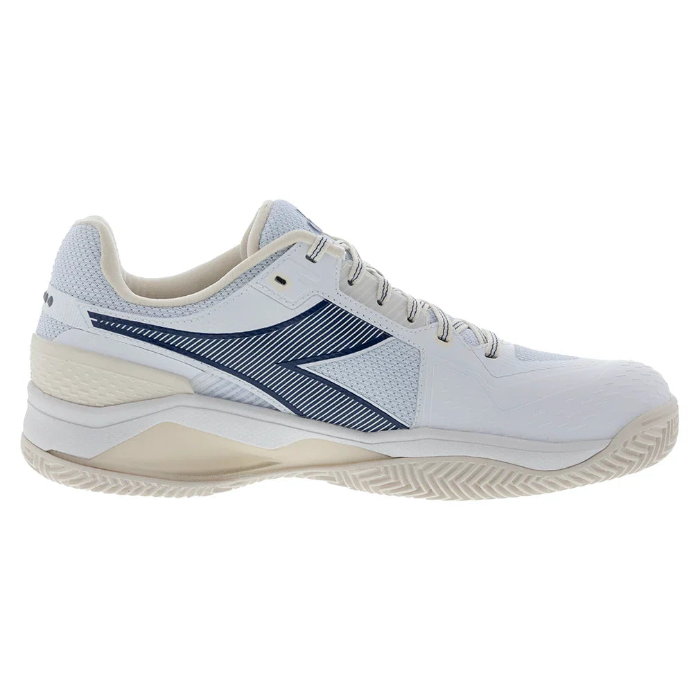Men`s Blueshield Torneo 3 Clay Tennis Shoes Whisper White and Ensign Blue Footwear Diadora