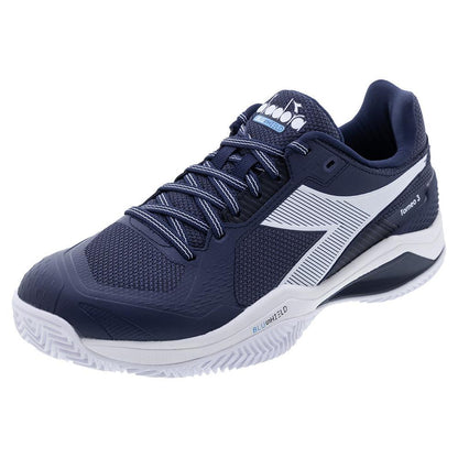Men`s Blushield Torneo 3 Clay Tennis Shoes Blue Corsair and White Footwear Diadora