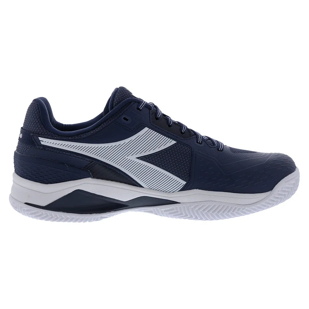 Men`s Blushield Torneo 3 Clay Tennis Shoes Blue Corsair and White Footwear Diadora