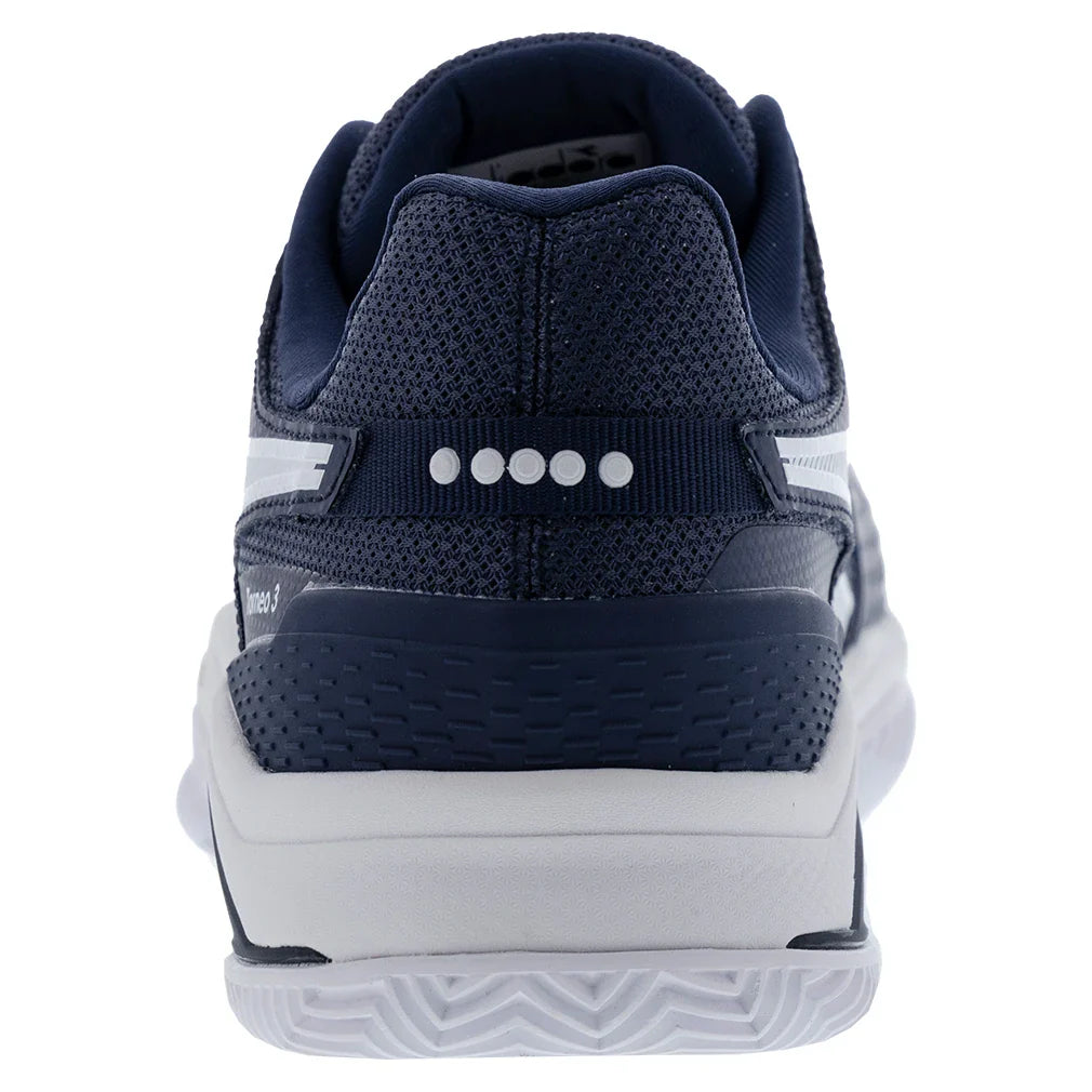 Men`s Blushield Torneo 3 Clay Tennis Shoes Blue Corsair and White Footwear Diadora