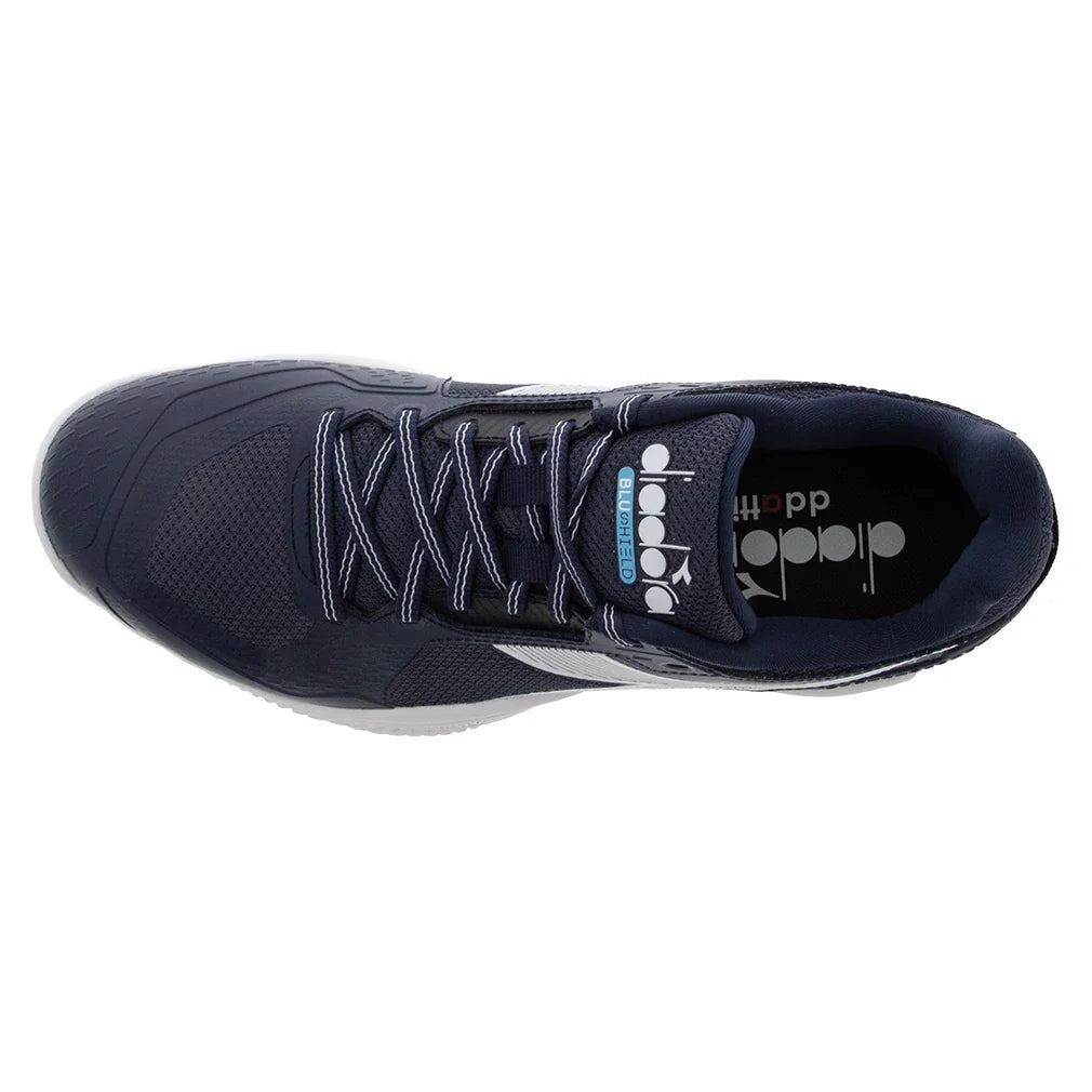 Men`s Blushield Torneo 3 Clay Tennis Shoes Blue Corsair and White Footwear Diadora