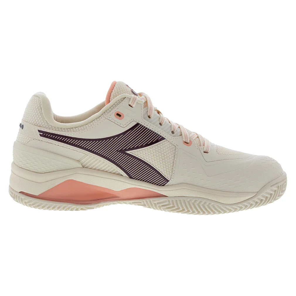 Women`s Blushield Torneo 3 Clay Tennis Shoes Whisper White and Maroon Footwear Diadora