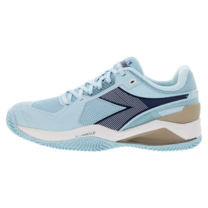 Women`s Blushield Torneo 3 Clay Tennis Shoes Corydalis Blue and Black Iris Footwear Diadora