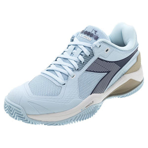 Women`s Blushield Torneo 3 Clay Tennis Shoes Corydalis Blue and Black Iris Footwear Diadora