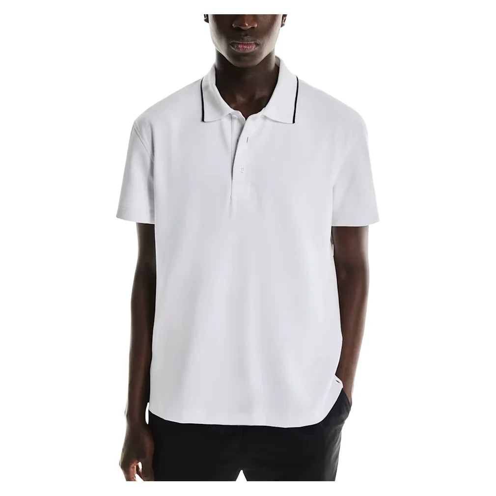 Men`s Courtside Tennis Polo White Apparel On