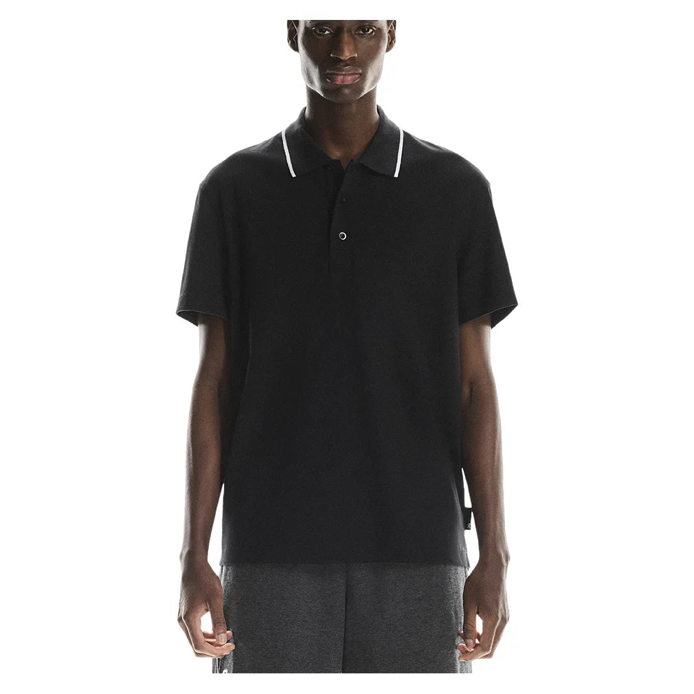 Men`s Courtside Tennis Polo Black Apparel On