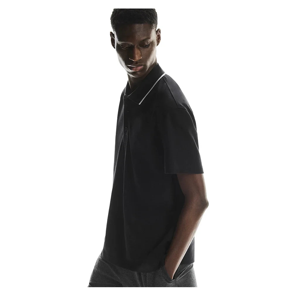 Men`s Courtside Tennis Polo Black Apparel On