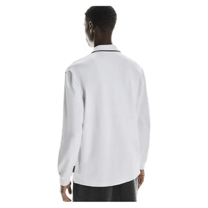 Men`s Courtside Long Sleeve Tennis Polo White Apparel On