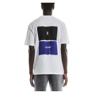 Men`s Club Court Tennis Top White and Indigo Apparel On
