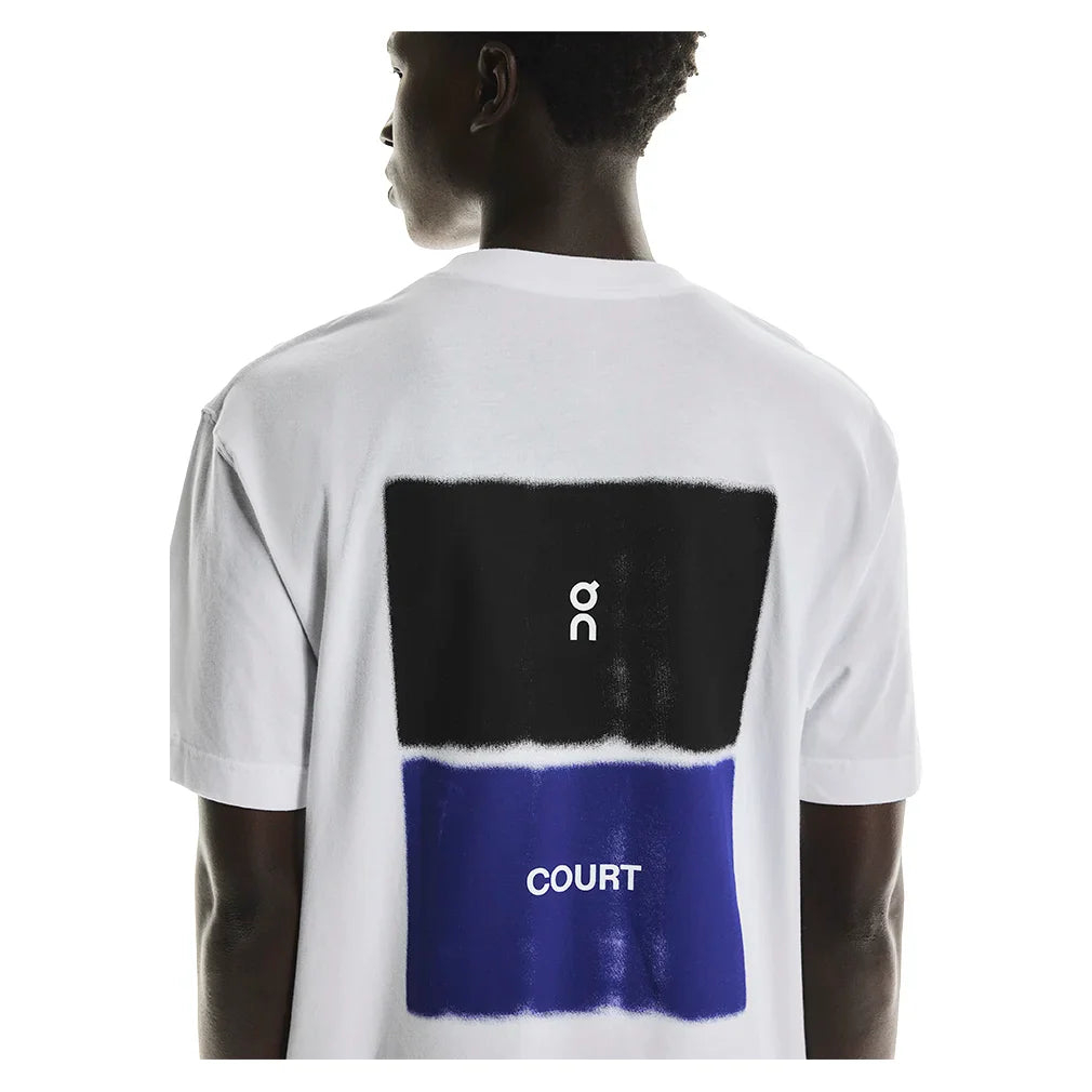 Men`s Club Court Tennis Top White and Indigo Apparel On