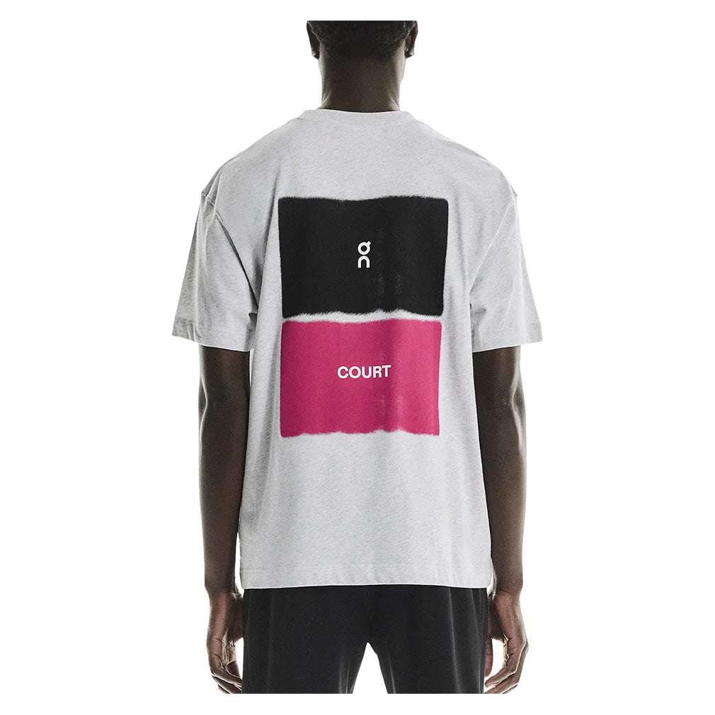Men`s Club Court Tennis Top Heather Gray and Pink Apparel On