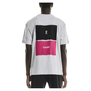 Men`s Club Court Tennis Top Heather Gray and Pink Apparel On