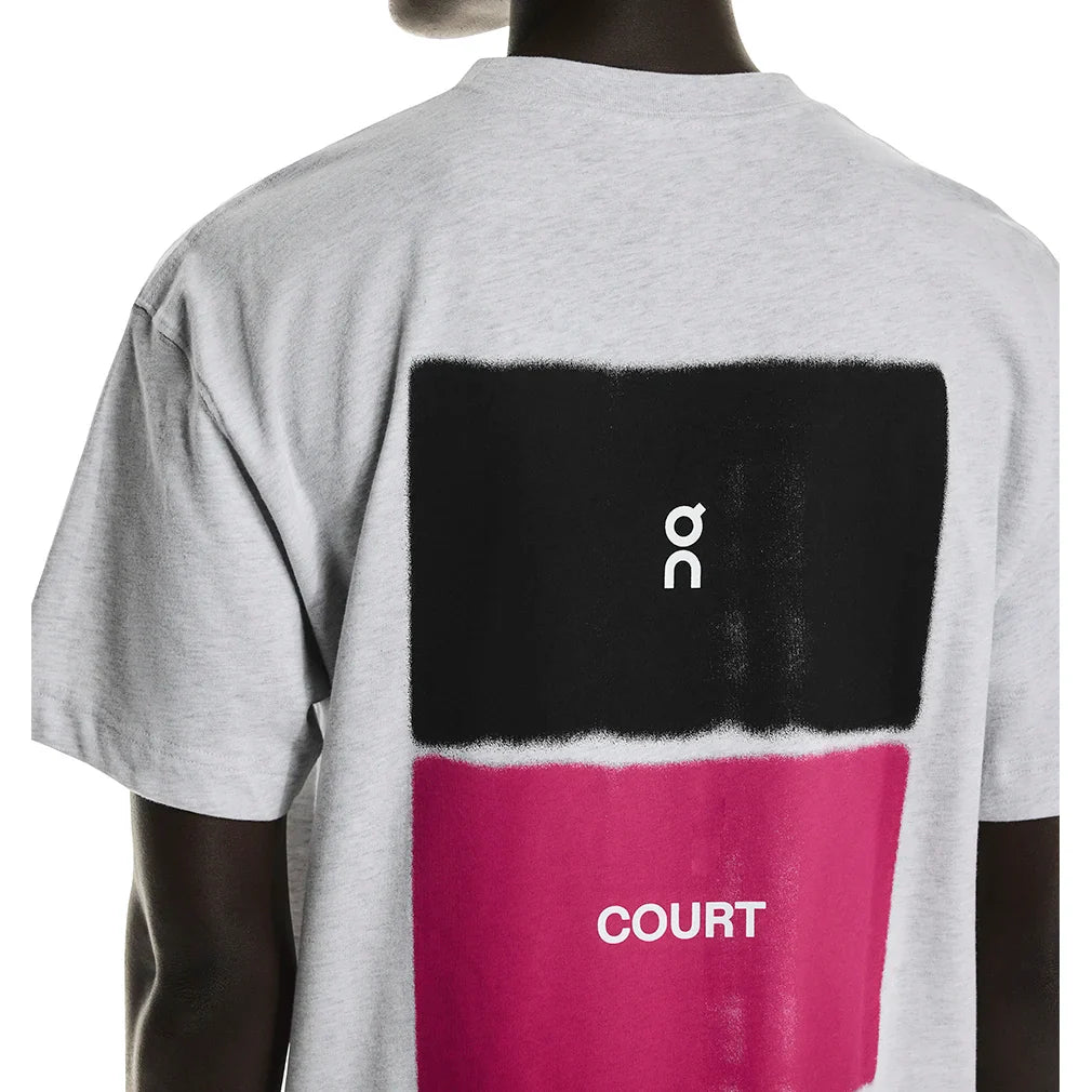 Men`s Club Court Tennis Top Heather Gray and Pink Apparel On