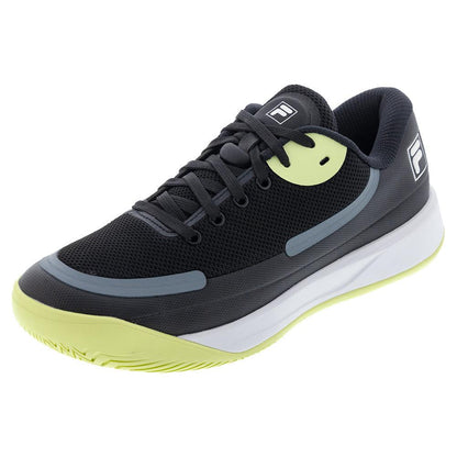 Men`s Quick Ace Tennis Shoes Black and Shadow Lime Footwear Fila