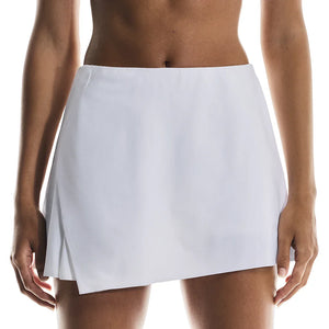Women`s Court Side Pleat Tennis Skort White Apparel On